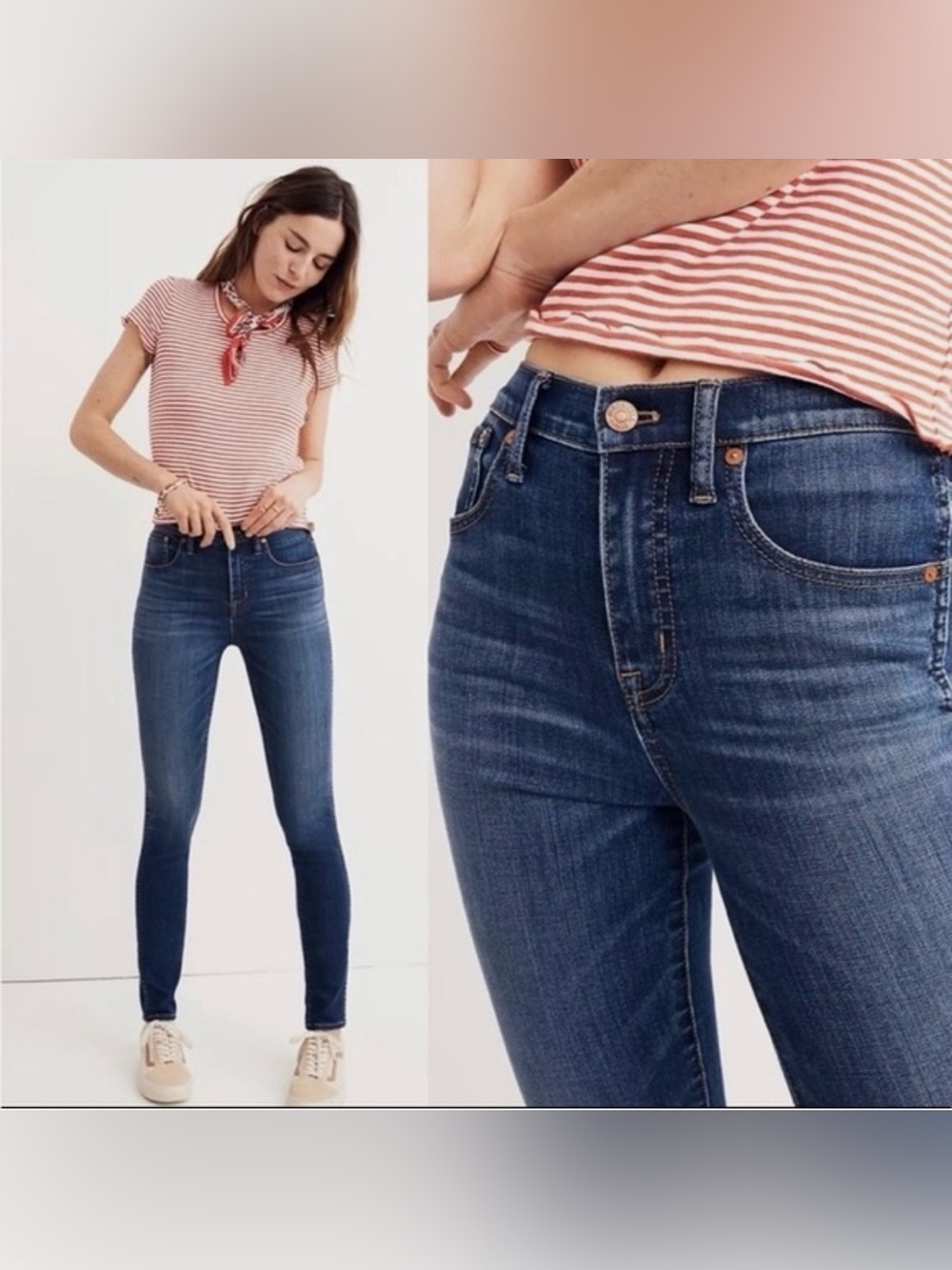 Madewell 10” High Rise Skinny Jeans Women’s 26 Dark Wash Stretch Denim Like New